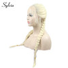 sylvia Long Blonde Double Braids Synthetic Lace Front Wig with Baby Hair 613 Blonde 2 Braids Long Natural Braided Synthe