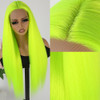 Maycaur Green Lace Front Wigs Long Straight Hair 24 Inch Lime Green Color Wigs for Fashion Women Glueless Synthetic Lace