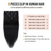 12 Remy Clip in Hair Extensions Human Hair Black for Women Beauty Long Silky Straight 8pcs 20clips Real Hair Extensions
