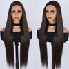 Missyvan Lace Front Wig Straight Hair Brown Color Long Wigs Glueless Heat Resistant Fiber Hair Dark Brown Synthetic Lace