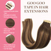GOO GOO Tape in Hair Extensions Human Hair 4274 Balayage Chocolate Brown to Caramel Blonde 14inch 50g 20pcs Thick Ends S