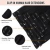14 Remy Clip in Hair Extensions Human Hair Black for Women Beauty Short Silky Straight 8pcs 20clips Real Human Hair Clip