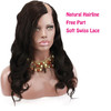 Voloria 10A Brazilian Human Hair U Part Lace Front Wig with Baby Hair Natural Black Color for Women 130 Density 20inch