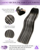 LaaVoo Microlink Hair Extensions Human Hair Ombre Black Microbead Hair Extensions Human Hair Off Black Balayage Grey Sil