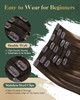 Ugeat Human Hair Clip in Extensions Brown Clip in Hair Extensions Real Human Hair Balayage Chocolate Brown Mix Ash Blond