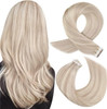 Moresoo Blonde Tape in Hair Extensions Human Hair Highlighted Hair Extensions Tape ins Ash Blonde Highlighted with Bleac