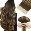 HOTBANANA Tape in Hair Extensions 14 Inch 20pcs 50g Balayage Chocolate Brown Mixed Caramel Blonde Tape in Real Remy Huma
