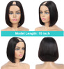 PANEWAY U Part Wig Human Hair Wigs For Black Women 10 inch Short Bob Straight Wig Brazilian Remy Human Hair Bob Wigs Cli