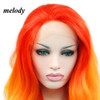 melody wig Orange Ombre Synthetic Lace Front Wigs Red Orange Body Wave Free Part 180 Density Half Hand Tied Heat Resista