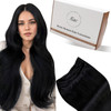 Hetto Sew in Hair Extensions Real Human Hair Black Weft Hair Extensions Human Hair Jet Black Sew in Human Hair Extension