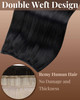 Hetto Sew in Hair Extensions Real Human Hair Black Weft Hair Extensions Human Hair Jet Black Sew in Human Hair Extension