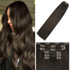 WindTouch Clip In Hair Extensions Real Human Hair Dark Brown Hair Extensions 18Inch 75g 2 7PCS Human Hair Clip in Extens