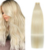 Aison 18Inch Platinum Blonde Tape in Hair Extensions Real Human Hair Silky Straight for Women 20 PcsPackage60 40g