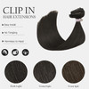 HUAYI Dark Brown Clip in Hair Extensions Real Human Hair 120G Remy Human Hair Clip in Extensions Soft Silky Straight for