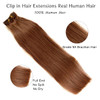 Clip in Hair Extensions Human Hair 7pcs 70g Set 30 Medium Auburn Silky Straight Top Grade 7A Remy Extensions Clipin Hair