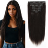 Lacer 10 inch Yaki Clip in Hair Extensions Human Hair Natural Black Thick Light Yaki Straight Clip ins Remy Human Hair F