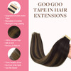 GOO GOO Tape in Hair Extensions Human Hair 262 Balayage Dark Brown to Chestnut Brown 18inch 50g 20pcs Skin Weft Seamless
