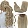 LaaVoo Ponytail Extension Human Hair Blonde Ponytail Hair Extensions uman Hair Gloden Brown Highlights Light Blonde Pony