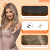 Full Shine Wire Hair Extensions Real Human Hair Fishing Line Hair Extensions Secret Extensions Brown Mix With Blonde Bal