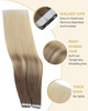 Ve Sunny Hair Extensions Tape in 16inch Tape in Human Hair Extensions Light Brown Ombre Platinum Blonde Tape Extensions