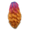 FSLWIGS Long Rainbow Hair Wig MultiColor Natural Wave Synthetic Lace Front Wigs Colorful Heat Resistant for Music Festiv
