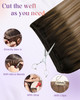 LaaVoo Weft Hair Extensions Human Hair Brown Balayage Sew in Hair Extensions Darkest Brown Balayage Medium Brown Mix Ash