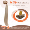 Sunny Hair Long U Tip Hair Extensions Human Hair Ash Blonde Highlights Bleach Blonde Utip Hair Extensions Human Hair for