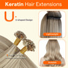 Full Shine U Tip Hair Extensions Human Hair 18 Inch 50 Grams Color 1000 White Blonde K Tip Hair Extensions Real Human Ha