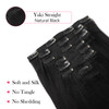 Sassina Real Remy Thick Yaki Straight Clip in Virgin Human Hair Extension Natural Black Double Wefts for African America