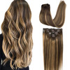 GOO GOO Clip in Hair Extensions Real Human Hair Remy Human Hair Extensions Clip ins for Women Natural Human Hair 16inch