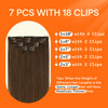Full Shine Hair Extensions Clip in Real Human Hair Chestnut Brown Clip on Hair Extensions Invisible Brown Hair Full Head