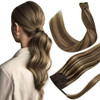 Hetto Highlight Pony Tails Hair Extension Human Hair Ponytail 18 Inch 80g Brown Highlight Blonde Magic Paste Pony Tails