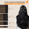 DOORES Clip in Hair Extensions Human Hair Extensions Balayage Natural Black to Chestnut Brown 16 Inch 7pcs 120g Real Hai