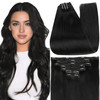 Full Shine Black Clip in Hair Extensions 24 Inch Remy Hair Extensions Clip ins Human Hair Jet Black Natural Hair Clip in