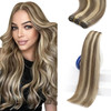 Sunny Hair Sew in Hair Extensions Highlights Human Hair Weft Extensions Light Brown Mix Platinum Blonde Highlights Human