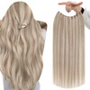 Fshine Invisible Wire Hair Extensions 18 Inch 86 G Ash Blonde Highlighted Bleach Blonde Fish Line Wire Human Hair Extens