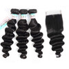 Loose Deep Wave Bundles with Closure 100 Unprocessed Virgin Human Hair Brazilian Curly 1822 with 16 Closure Natural Colo