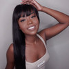 premier 360 Lace Frontal Wig with Bangs Light Yaki Straight Human Hair Wigs for Women 150 Density Brazilian Remy Yaki Hu