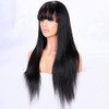 premier 360 Lace Frontal Wig with Bangs Light Yaki Straight Human Hair Wigs for Women 150 Density Brazilian Remy Yaki Hu