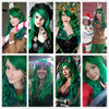 Bopocoko Long Green Wigs for Women St Patricks Day Green Wig with Bangs Curly Wavy Soft Synthetic Wig BU036D