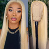 QDTizer Blonde Hair Lace Front Wig Long Straight Blonde Wig Natural Hair Heat Resistant Fiber Synthetic Lace Front Wigs