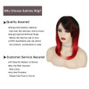 Sallcks Womens Ombre Black Red Wig Mid Length Straight Natural Looking Side Part Synthetic Full Wigs for Daily Party Hal