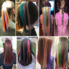 24PCS 12 Colored Clip in Hair Extensions 22inch Rainbow HeatResistant Straight Highlight Hairpieces Halloween Cosplay Pa