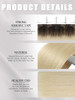 Lacer Tape in Hair Extensions Human Hair Dip Dyed Ombre Darker Brown to Platinum Blonde Seamless PU Skin Weft Natural Ha