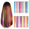 BILISTONE 24 Pcs Colored Clip in Hair Extensions 22 Inch Long Straight Synthetic Hairpieces Multicolors Party Highlight