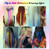 BILISTONE 24 Pcs Colored Clip in Hair Extensions 22 Inch Long Straight Synthetic Hairpieces Multicolors Party Highlight