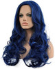 Kaneles Blue Wigs for Women Long Curly Wavy Soft Heat Resistant Synthetic Fiber Party Cosplay Accessories WigsBlue