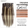 Clip in Hair Extensions Real Human Hair Chocolate Brown and Blonde Highlights Real Hair Extensions Clip in Human Hair 18