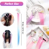 6 PCS Hair Extensions Clip Carton Straight Curly Hairpieces Clips Cute Unicorn Accessories Hair Extensions for Kids Pony