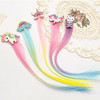 6 PCS Hair Extensions Clip Carton Straight Curly Hairpieces Clips Cute Unicorn Accessories Hair Extensions for Kids Pony